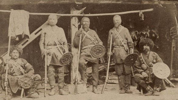 Khevsur warriors in their traditional armour