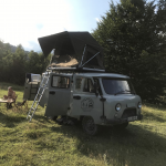 UAZ Buhanka with roof top tent wild camping