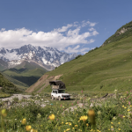 Lada Niva in front of mountains - Mareike S